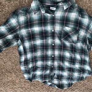 Sonoma Green and White Plaid Kids Shirt